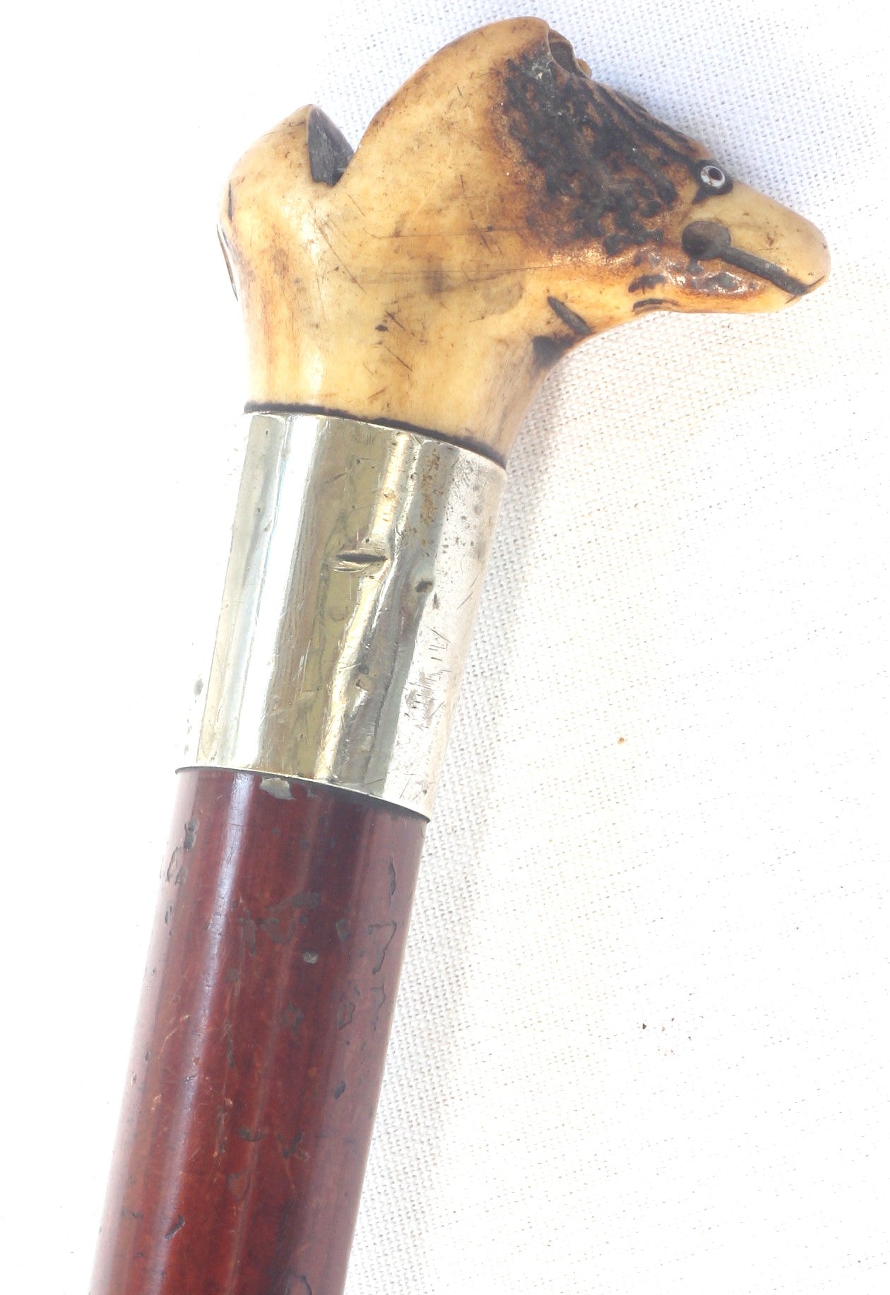Antique Beagling Whip with Hound Handle and Whistle