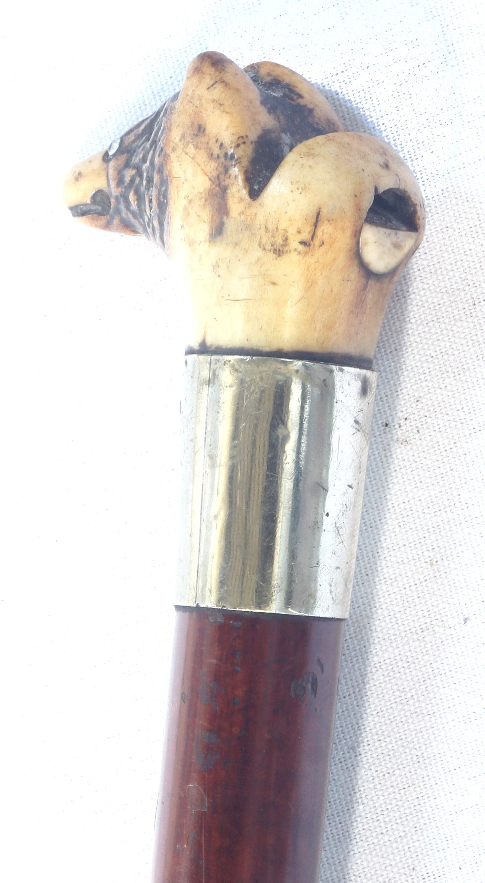 Antique Beagling Whip with Hound Handle and Whistle