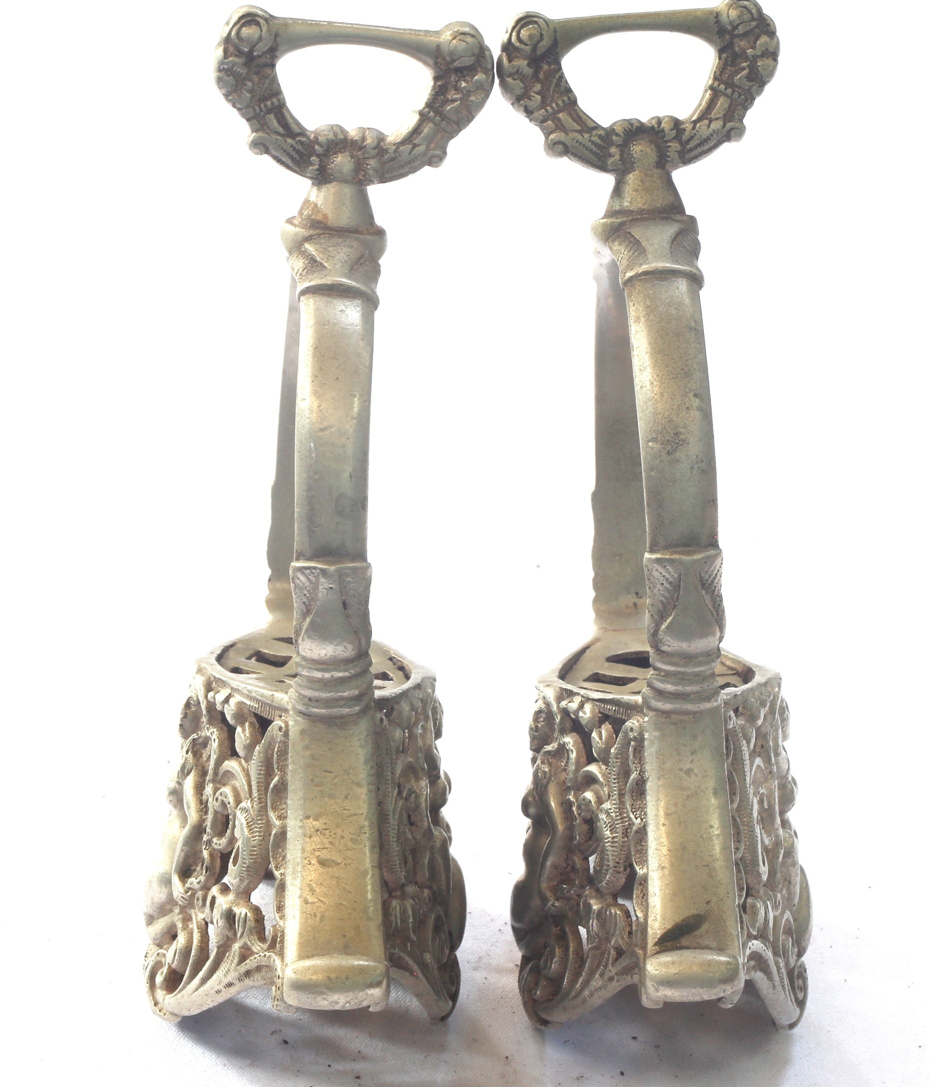 Pair of Estribos de Campana / Bell Stirrups with Naked Woman