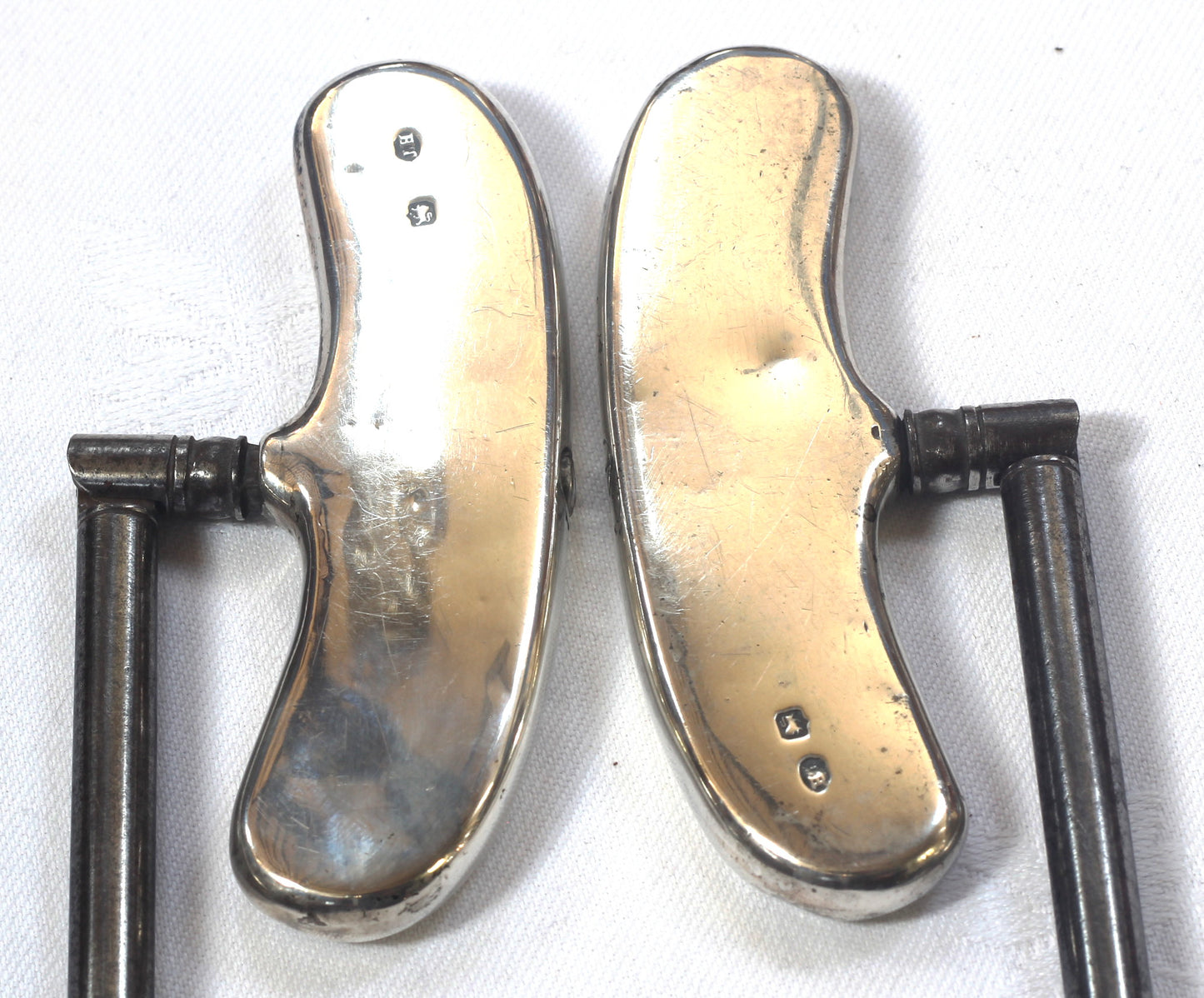 1893 Silver Handled Boot Pulls with Baron's Coronet