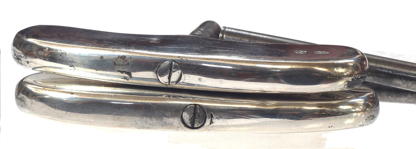 1893 Silver Handled Boot Pulls with Baron's Coronet