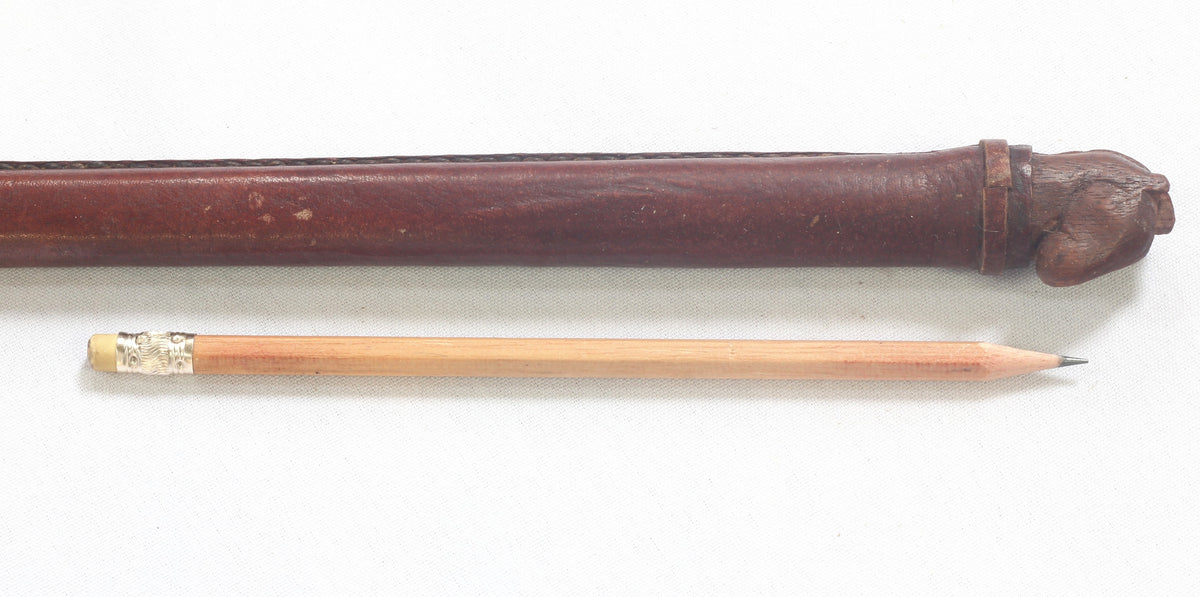 Vintage Horse Head Handled Leather Riding Crop or Whip