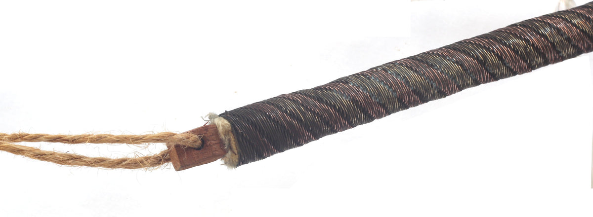 African Tribal Hide Whip or Sjambok or Litupa with Wire Decoration