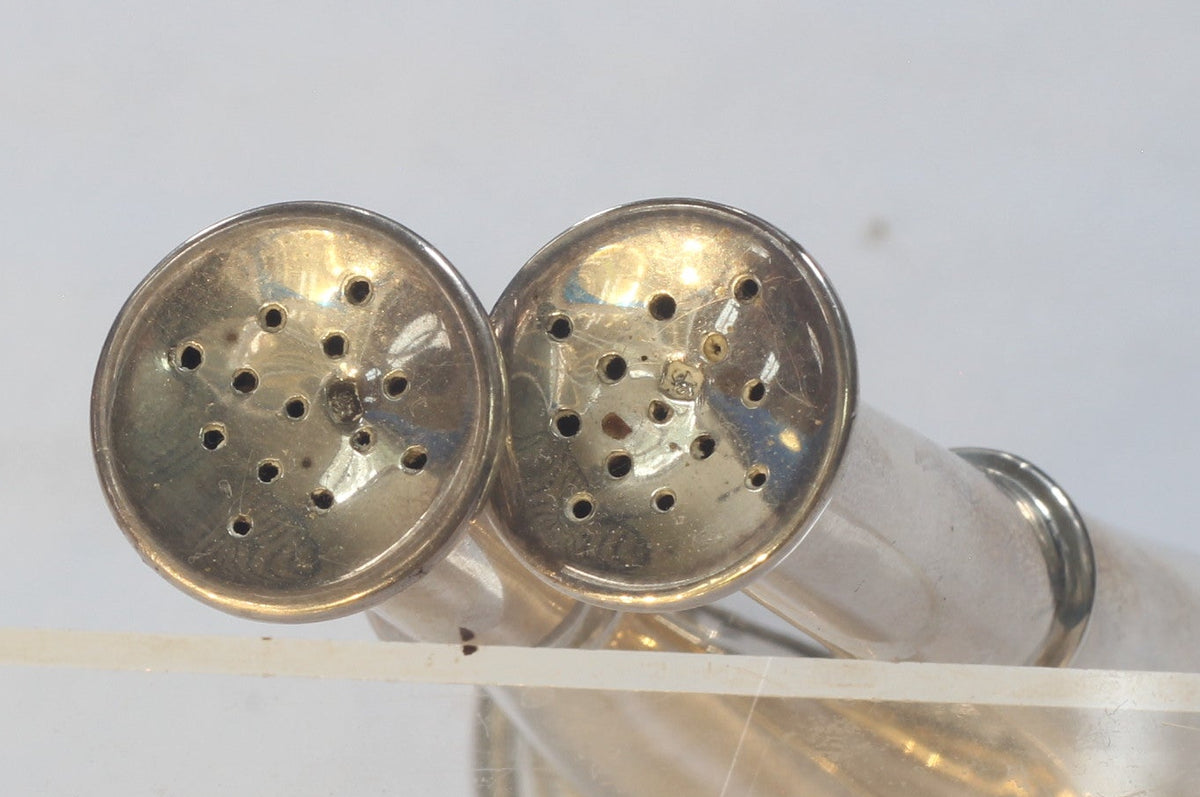 1925 Silver Hunting Horn Salt & Pepper Shakers or Pepperettes by Walker & Hall