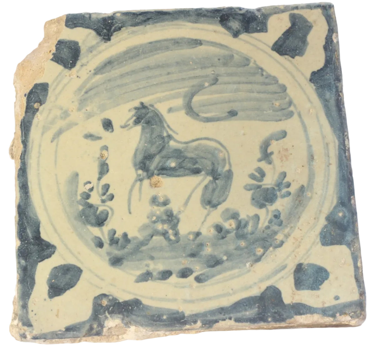 18th Century Spanish Tile with Horse from Triana
