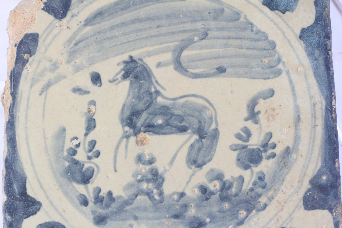 18th Century Spanish Tile with Horse from Triana