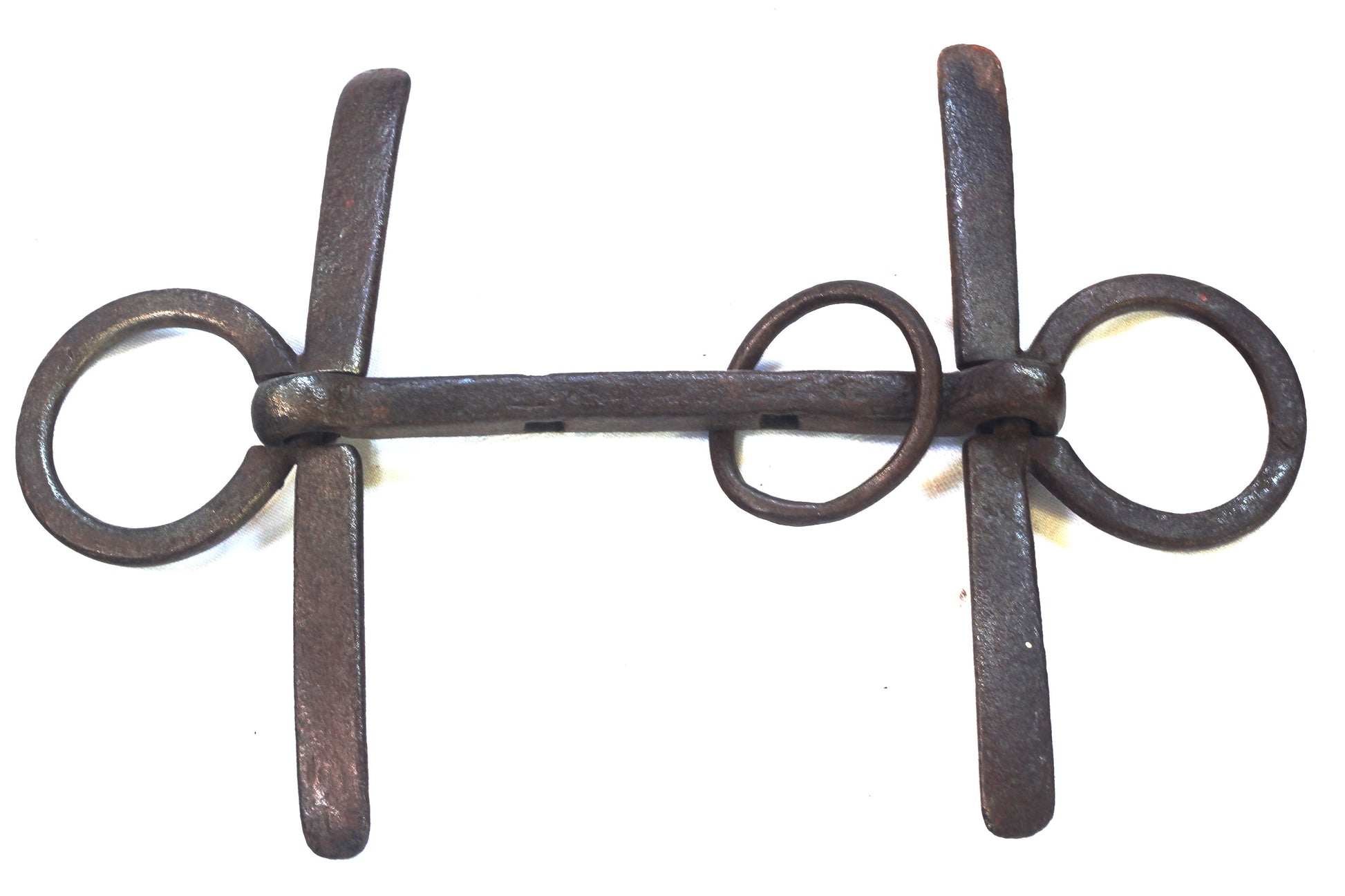 An Antique Hand Forged Steel Cheek Bit with Holes