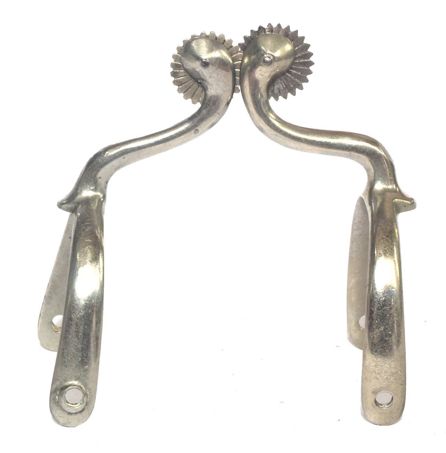 Pair of Nickel Swan Necked Mess Fixed Spurs