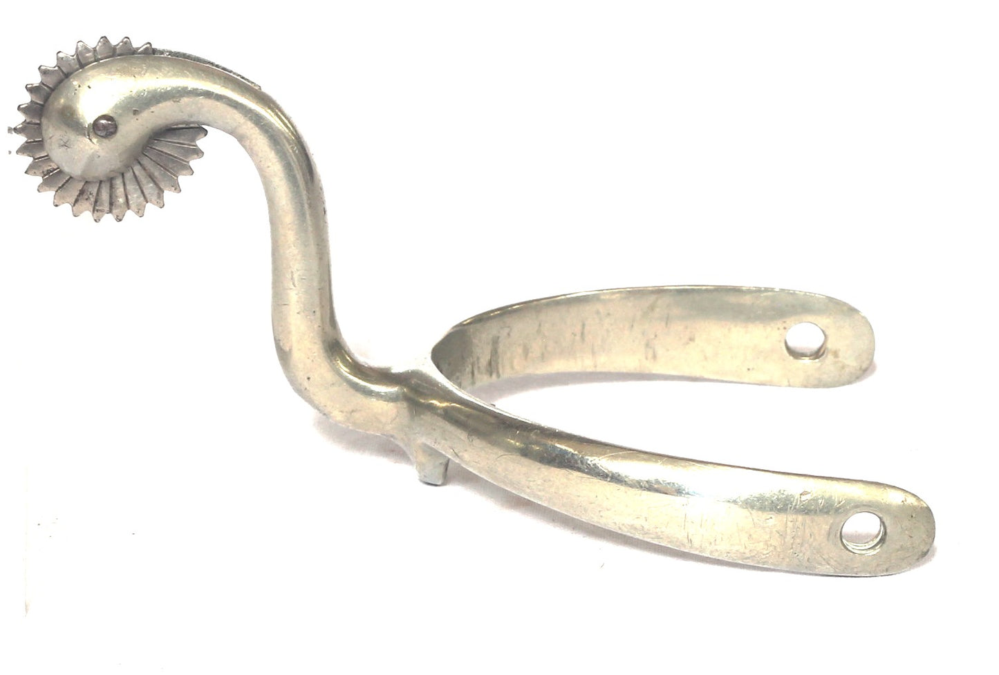 Pair of Nickel Swan Necked Mess Fixed Spurs