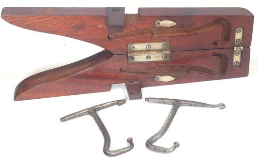 Antique Mahogany Folding Boot Jack with Boot Pulls
