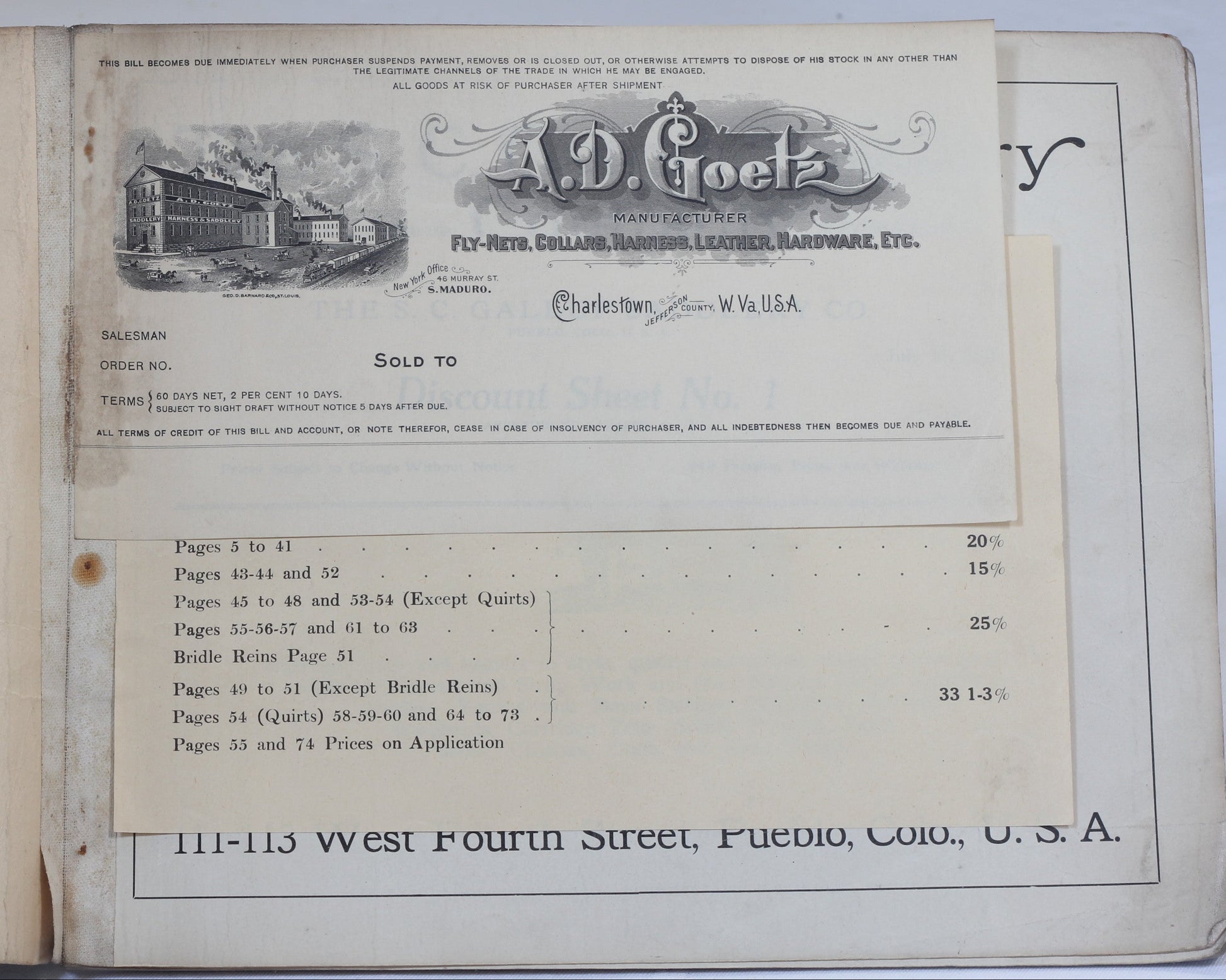 1920's S.C.Gallup Saddlery  Co. Catalog