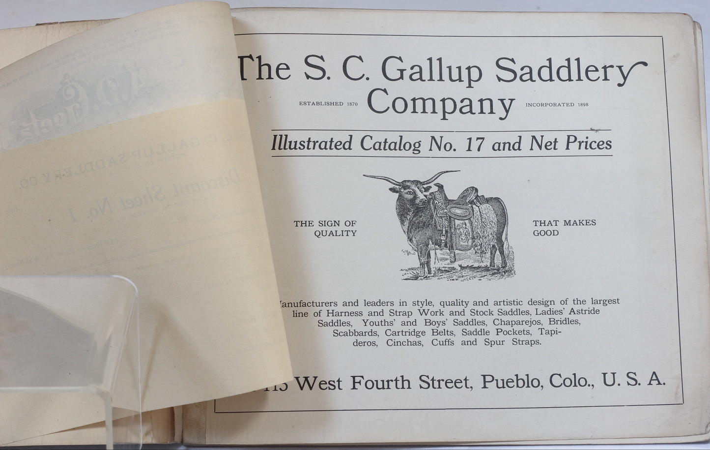 1920's S.C.Gallup Saddlery  Co. Catalog