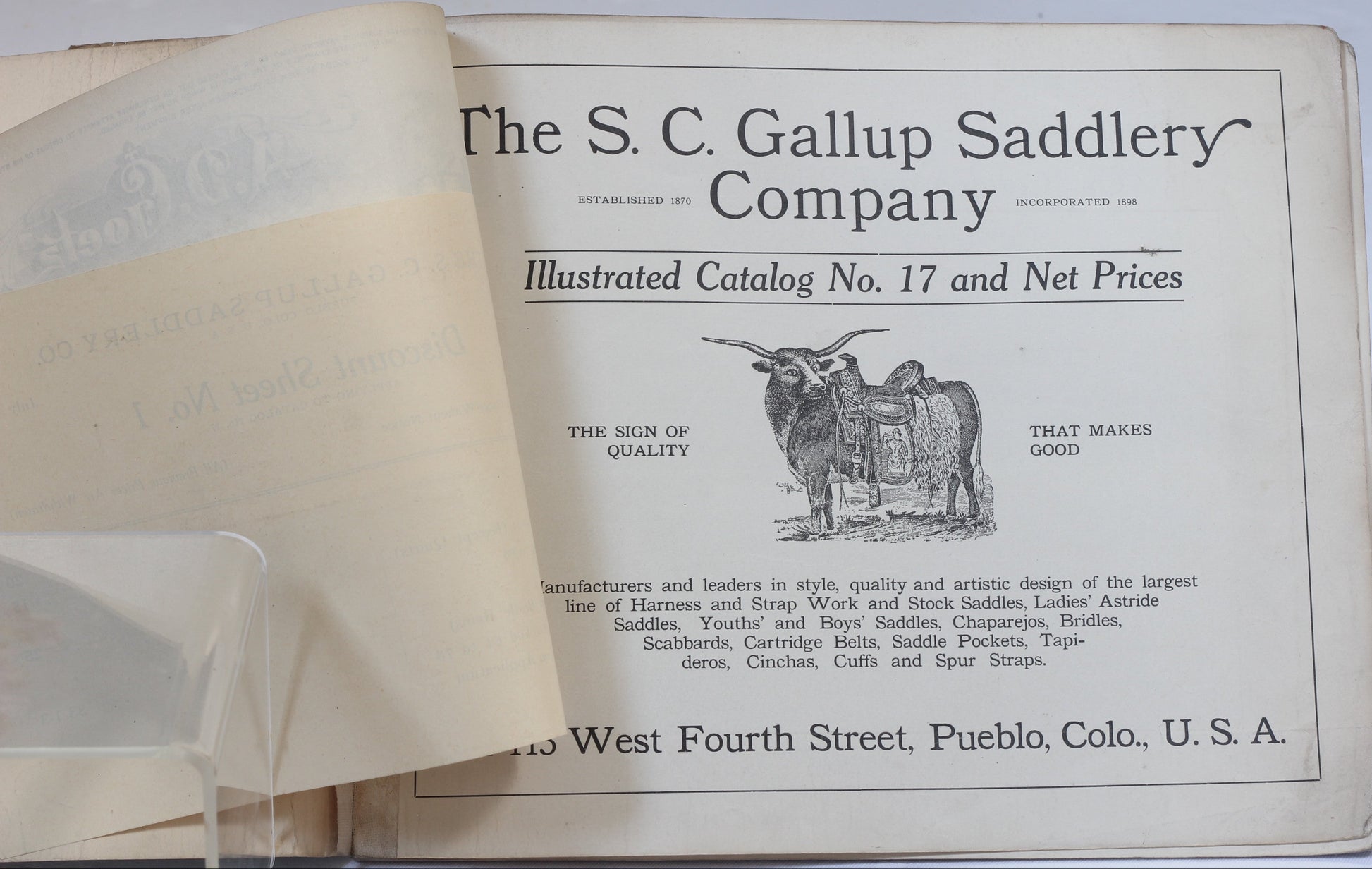 1920's S.C.Gallup Saddlery  Co. Catalog