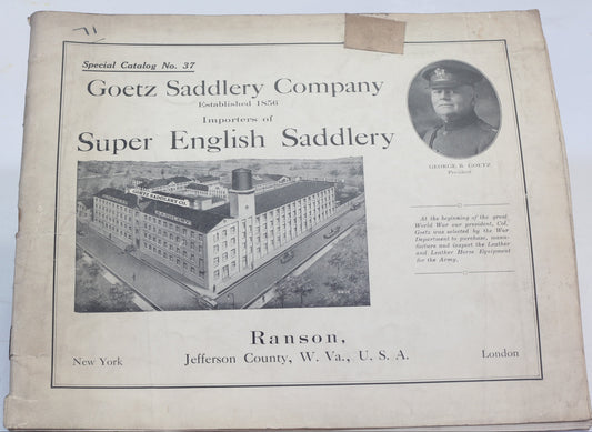 1920's Goetz Saddlery  Company Catalog