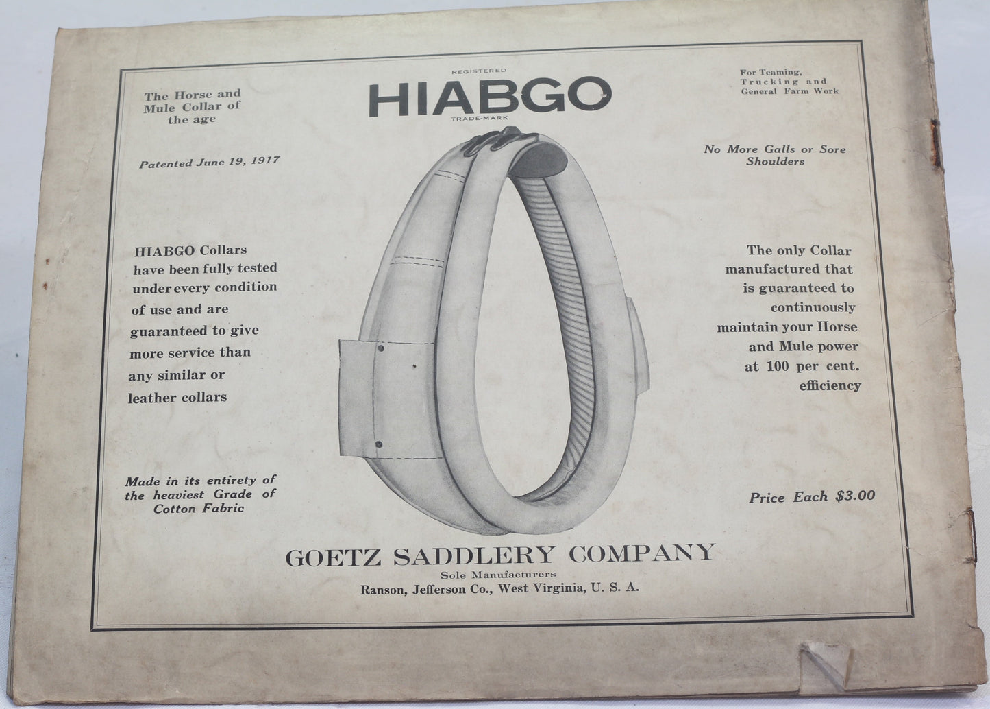 1920's Goetz Saddlery  Company Catalog