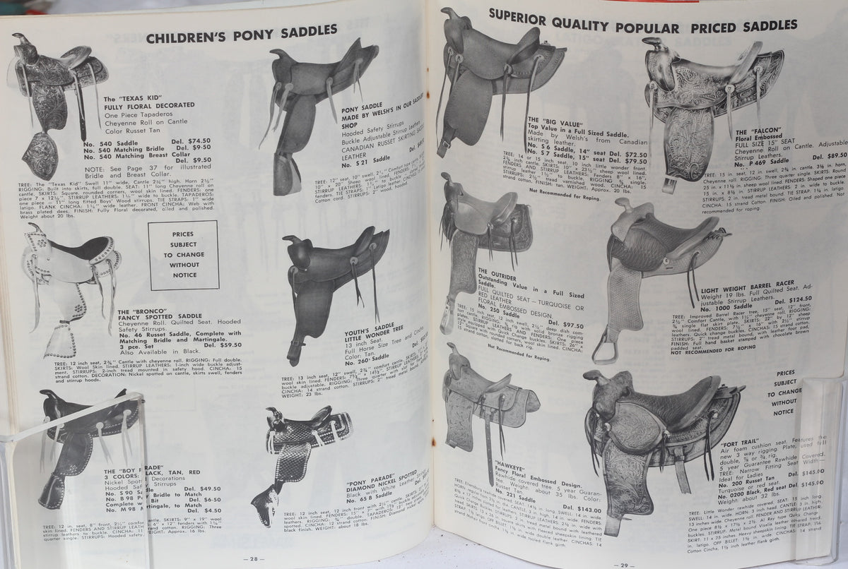 1963 R.J Welsh Saddlery and Western Wear Catalog