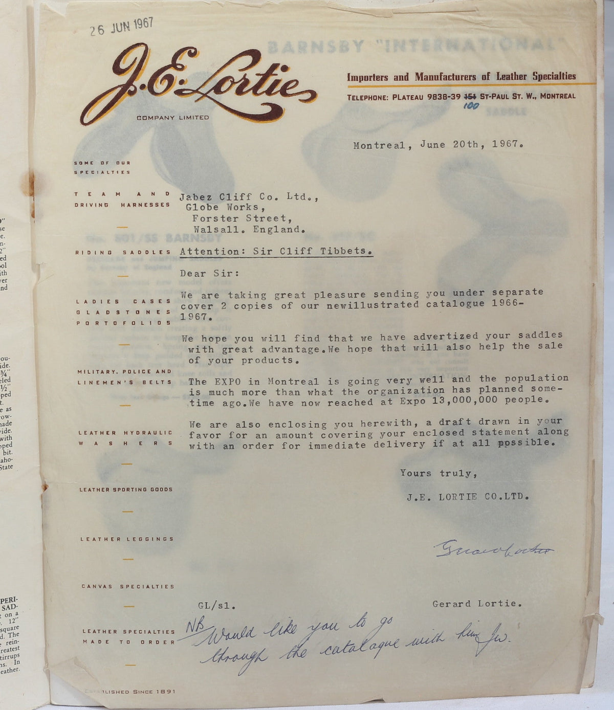 1967 J.E.Lortie Saddlery Catalog