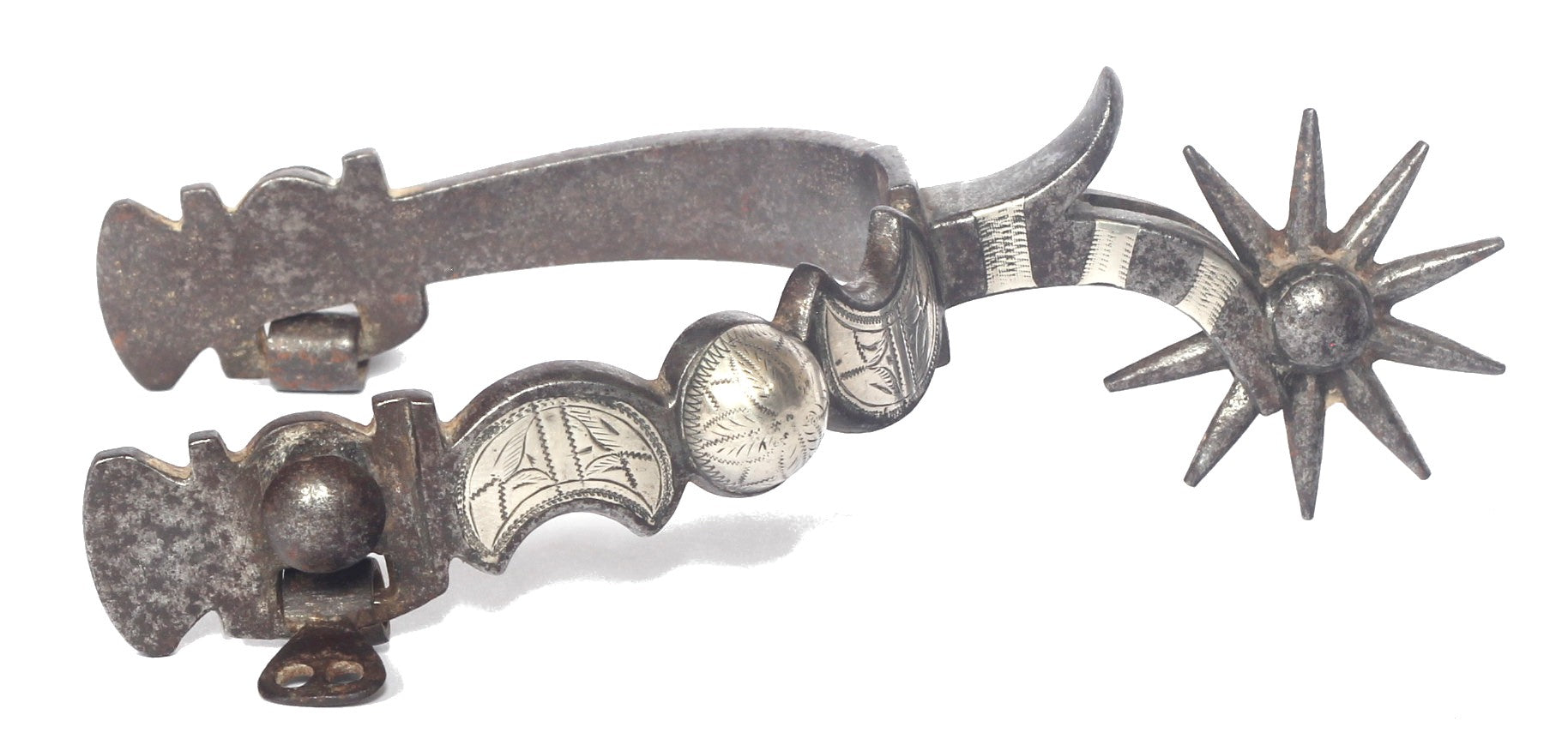 Single Silver Decorated California Spur