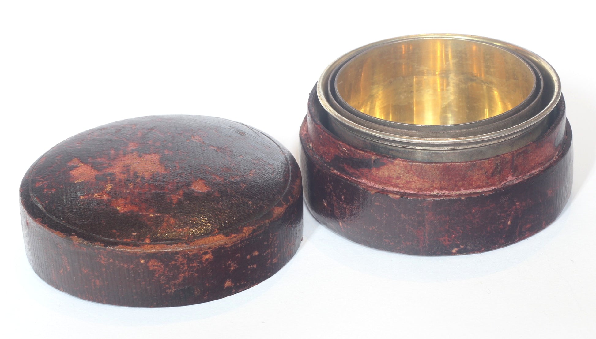 Antique Telescopic or Collapsible Cup in Leather Case