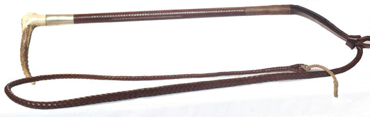 Vintage Gents Leather Hunting Whip with Thong