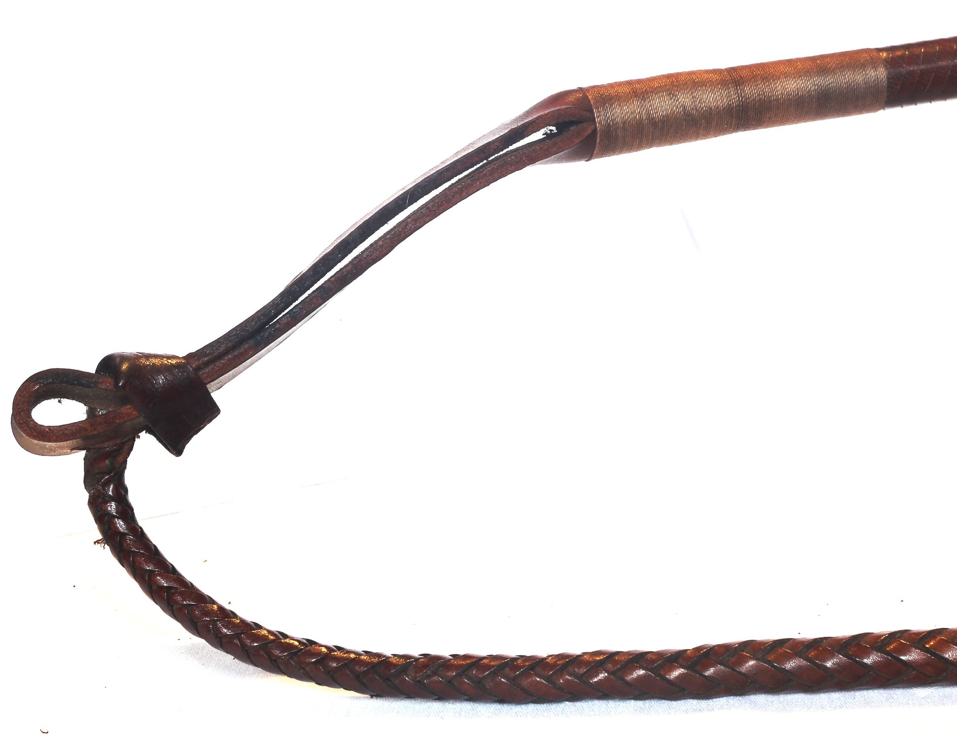 Vintage Gents Leather Hunting Whip with Thong