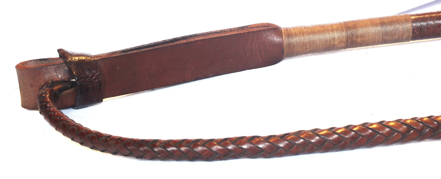 Vintage Gents Leather Hunting Whip with Thong