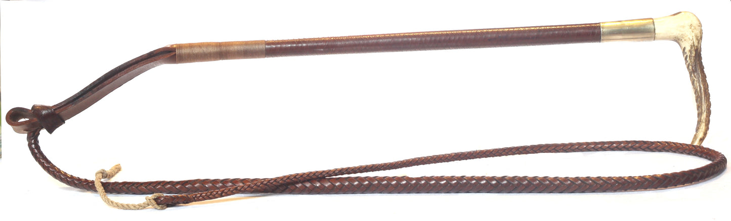 Vintage Gents Leather Hunting Whip with Thong