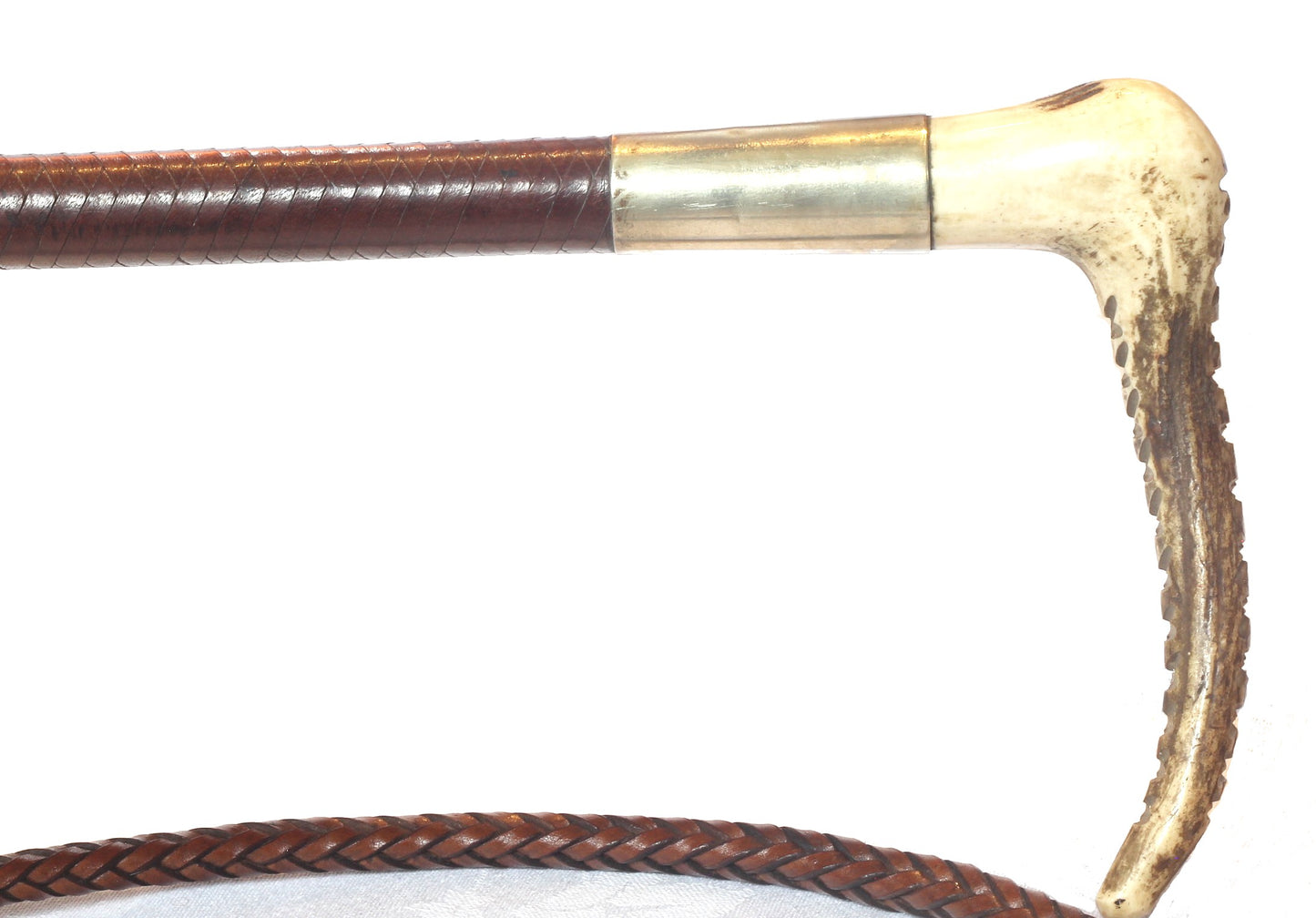 Vintage Gents Leather Hunting Whip with Thong