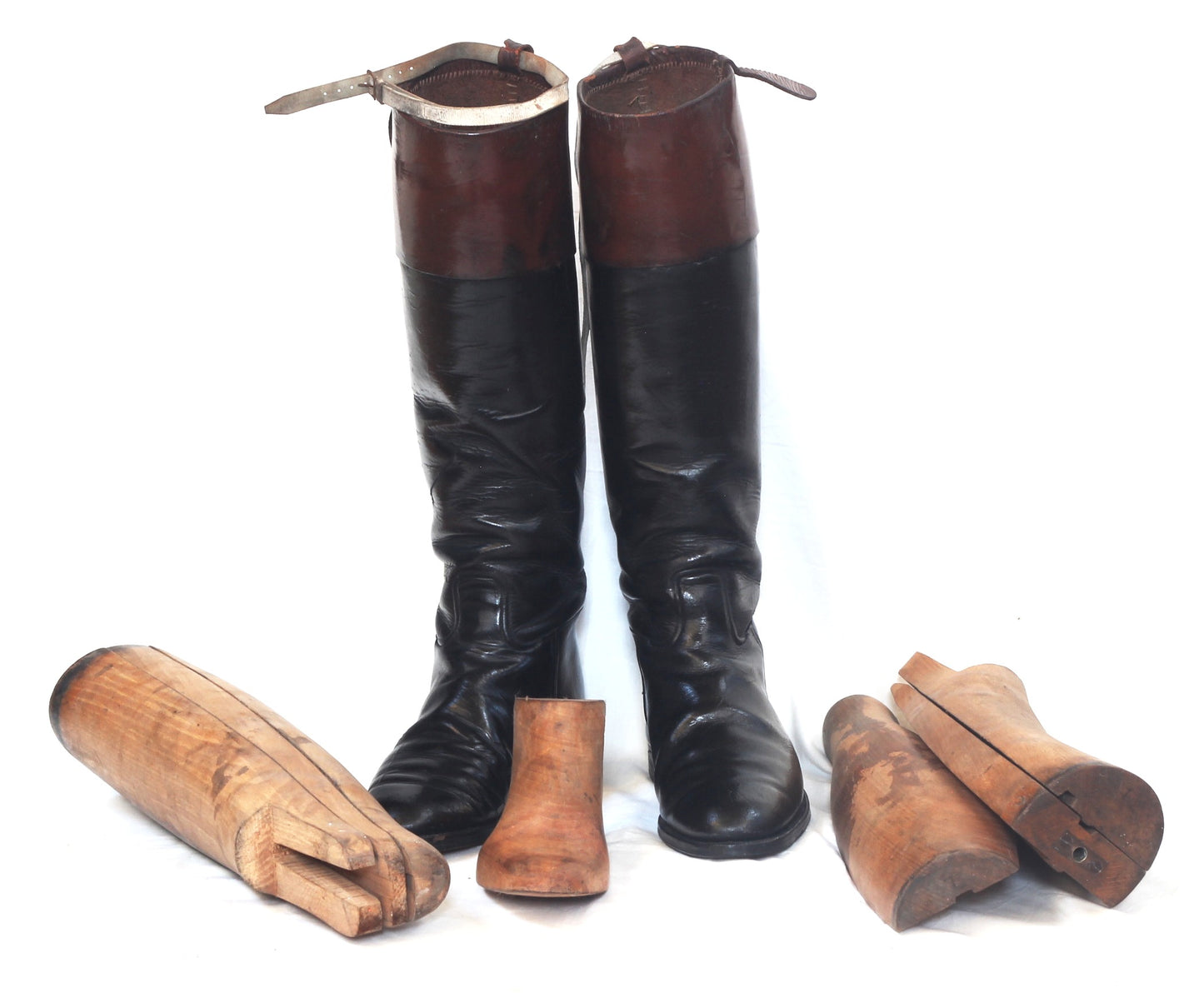 Vintage  Leather Hunting Top Boots and Trees