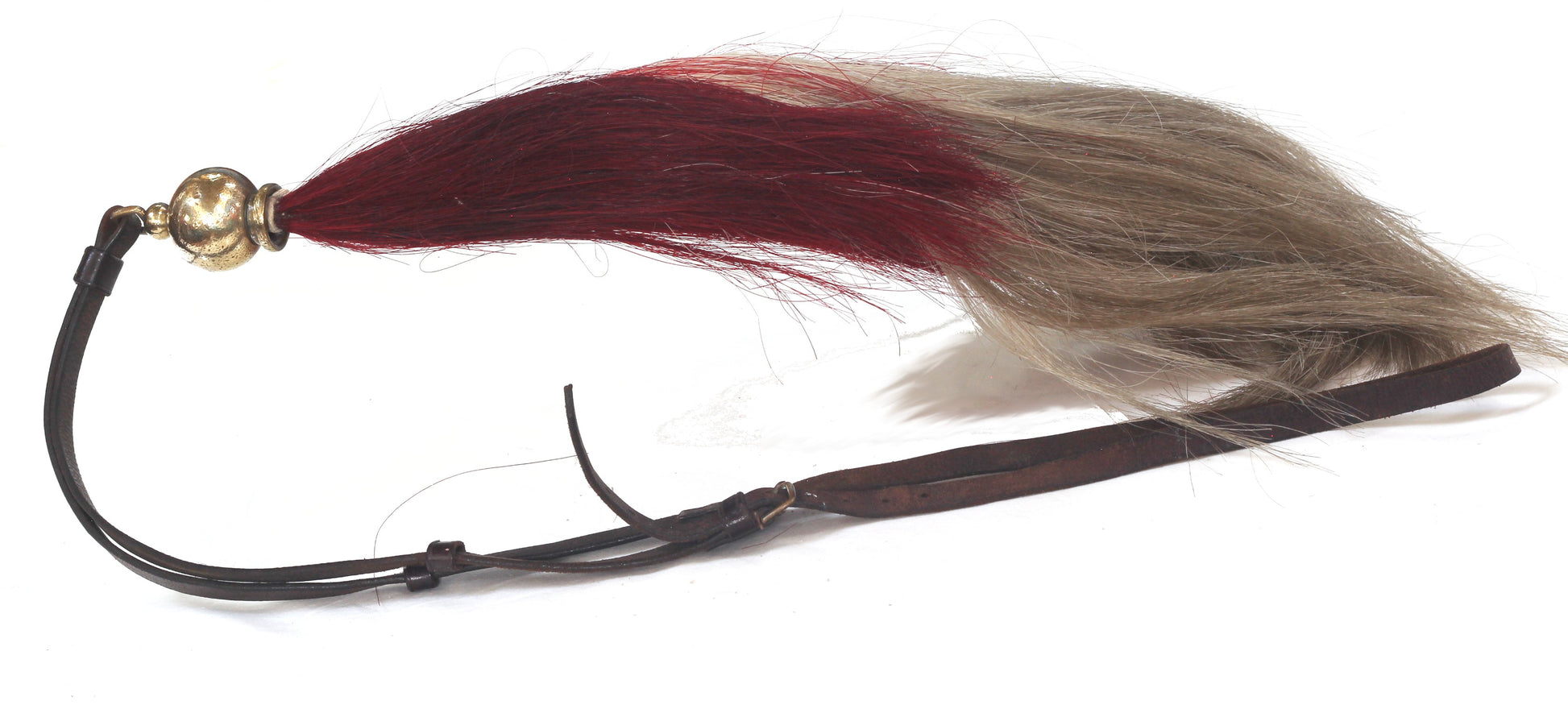A Maroon & White Throat Plume or Beard for an Officer's Horse