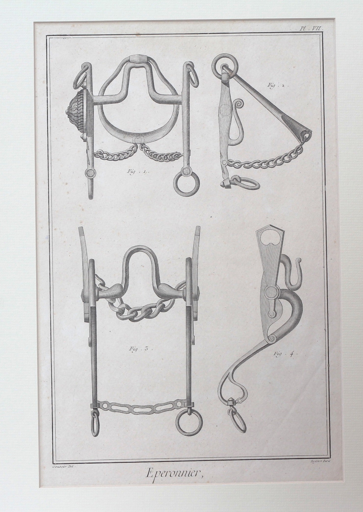 Four 18th Century Horse Bit Engravings from Diderot & D'Alembert