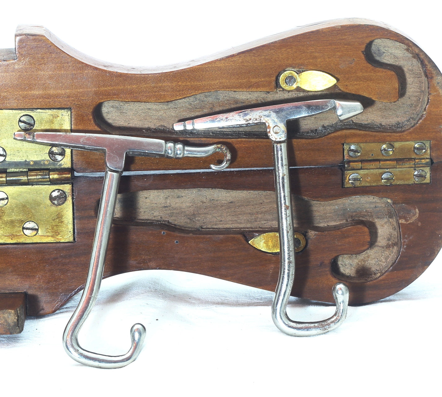 Vintage Mahogany Campaign Folding Boot Jack with Boot Pulls Bootjack