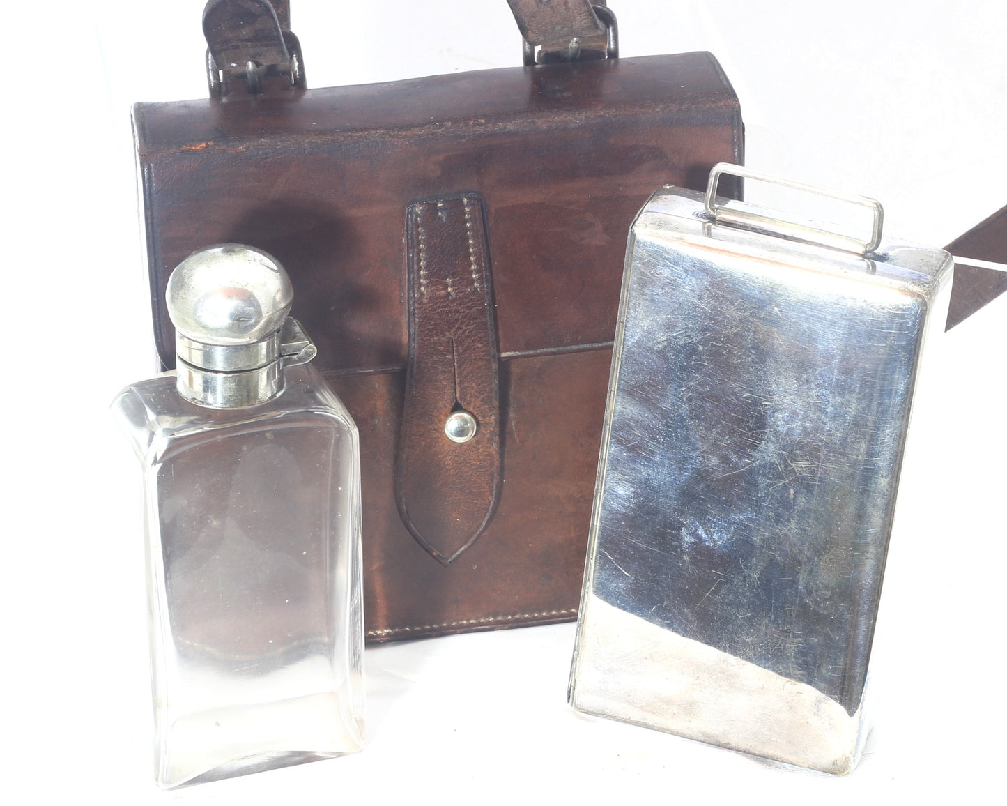 Vintage Hunting or Saddle Canteen with Flask and Sandwich Tin
