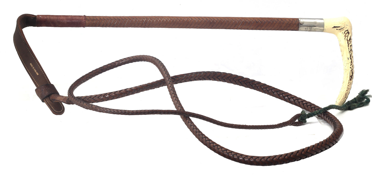 Vintage Leather Hunting Whip with Thong