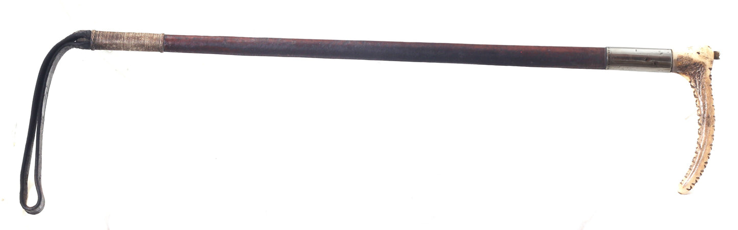 1909 Edwardian Leather Hunting Whip by Schomberg 